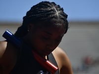 Athletes are concentrating before their race on day 2 of the 128th Penn Relays Carnival, the largest track and field meet in the USA, at Fra...