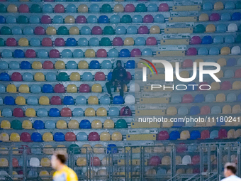 One supporter of US Salernitana in the stands during the Serie A TIM match between Frosinone Calcio and US Salernitana at Stadio Benito Stir...