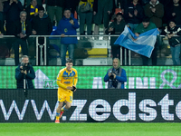 Matias Soule' of Frosinone Calcio celebrates after scoring first goal during the Serie A TIM match between Frosinone Calcio and US Salernita...