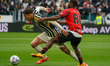 Dusan Vlahovic is playing for FC Juventus against AC Milan in a Serie A match at Allianz S...