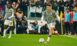 Andrea Cambiaso is playing for FC Juventus against AC Milan in a Serie A match at Allianz...
