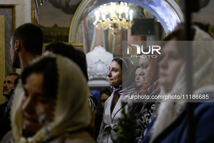 Priests And Believers Of The Orthodox Church Of Ukraine Attend A Service Which Marks The Orthodox Feast Of Palm Sunday