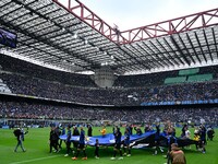 Inter FC players are celebrating the club's 20th Scudetto with fans during the Italian Serie A football match between Inter FC Internazional...