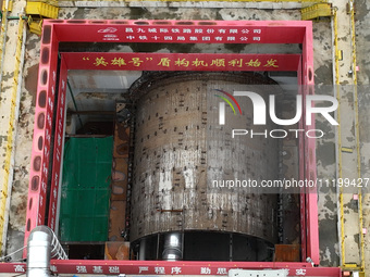 The ''Hero'' shield machine is departing from the construction site of the Tianxiang Avenue tunnel of the Nanchang-Jiujiang Intercity Railwa...