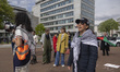 Protesters are gathering outside the Peace Palace, home of the International Court of Just...