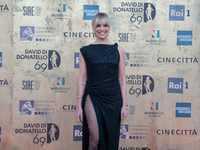 Micaela Ramazzotti is attending the photocall at the 69th David Di Donatello at Cinecitta Studios in Rome, Italy, on May 3, 2024. (