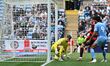 Morgan Fox of Queens Park Rangers is scoring his team's second goal during the Sky Bet Cha...
