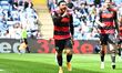 Ilias Chair of Queens Park Rangers is celebrating after scoring his team's first goal duri...