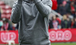 Michael Carrick, the head coach of Middlesbrough, is applauding their fans after the Sky B...