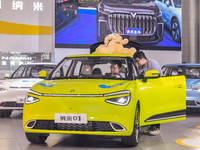 Visitors are viewing the Dongfeng Motor exhibition area at the 21st Anhui International Automobile Exhibition in Hefei, Anhui Province, Chin...