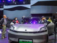 Visitors are viewing the Lynk & Co Automotive Exhibition area at the 21st Anhui International Automobile Exhibition in Hefei, China, on May...
