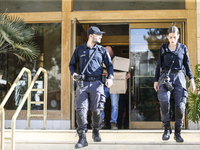 Inspectors and police are raiding the Al Jazeera offices in Jerusalem, Israel, on May 5, 2024, and are confiscating its equipment. The Israe...