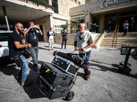 Inspectors and police are raiding the Al Jazeera offices in Jerusalem, Israel, on May 5, 2024, and are confiscating its equipment. The Israe...