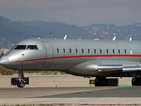A Bombardier Global 6000 of Vistajet is preparing to take off on the runway of the Barcelona-El Prat Airport in Barcelona, Spain, on May 1,...