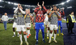Juventus players are greeting the fans during the Serie A TIM match between AS Roma and Ju...