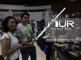 Star Wars fans are celebrating World Star Wars Day at the Reto Fest CDMX convention in the Churubusco Convention Center in Mexico City, Mexi...