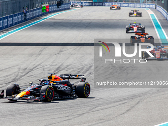 Max Verstappen from the Netherlands is driving the Oracle Red Bull Racing RB20 Honda RBPT during the Formula 1 Crypto.com Miami Grand Prix 2...