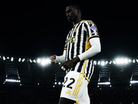 Timothy Weah of Juventus FC is playing during the Serie A TIM match between AS Roma and Juventus at Stadio Olimpico in Rome, Italy, on May 5...