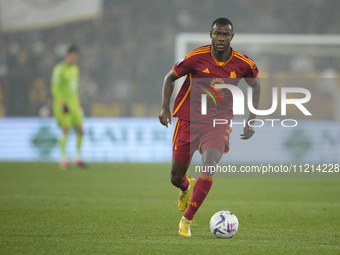 Evan Ndicka of A.S. Roma is in action during the Serie A TIM match between AS Roma and Juventus at Stadio Olimpico in Rome, Italy, on May 5,...