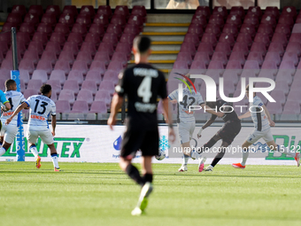 Loum Tchaouna of US Salernitana scores first goal during the Serie A match between US Salernitana and Atalanta BC at Stadio Arechi on May 6,...