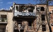 First responders are conducting operations at a damaged site after a Russian attack in Kha...