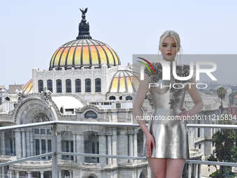 British-American actress Anya Taylor-Joy is posing for photos during a photocall to promote the film 'Furiosa: A Mad Max Saga' at Palacio de...