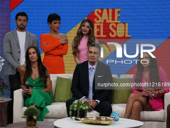 Paulina Mercado, Mauricio Islas, and Ingrid Coronado are attending the presentation of the new members of the morning TV show Sale El Sol by...
