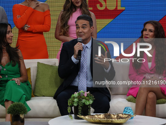 Paulina Mercado, Mauricio Islas, and Ingrid Coronado are attending the presentation of the new members of the morning TV show Sale El Sol by...