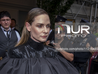 Rebecca Ferguson is wearing Thom Browne as she departs the Pierre Hotel for the 2024 Met Gala in New York City, USA, on May 6, 2024. (