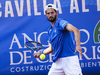 Titouan Droguet of France is playing in the Round of 32 of the ATP Challenger Tour in Francavilla al Mare, Italy, on May 7, 2024. He has won...