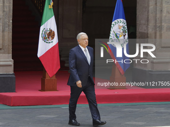 President Andres Manuel Lopez Obrador of Mexico is preparing to welcome Prime Minister Juan Antonio Briceno of Belize at the National Palace...