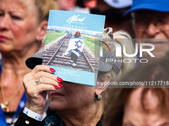 Participants attend the 36th anniversary of 'International March of the Living' at the former Nazi-German Auschwitz Birkenau concentration a...