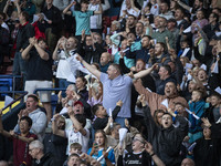Bolton Wanderers fans are celebrating as Eoin Toal, #18 of Bolton Wanderers, scores a goal during the Sky Bet League 1 Play-Off Semi-Final 2...