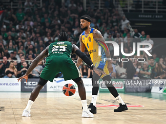 Lorenzo Brown of Maccabi Playtika Tel Aviv is playing during the Euroleague, Playoff D, Game 5, match between Panathinaikos Athens and Macca...