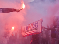 PSG supporters and ultras arrived at the Parc des Princes Stadium ahead of the UEFA Champions League semi-final second-leg football match be...