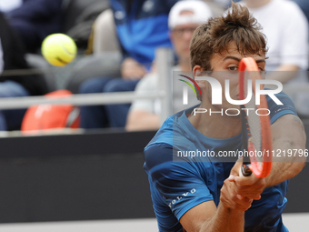 Flavio Cobolli is playing against Maximilian Marterer during the first round match on day three of the Internazionali BNL D'Italia at Foro I...