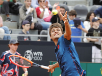 Flavio Cobolli is celebrating after winning his first-round match against Maximilian Marterer on day three of the Internazionali BNL D'Itali...