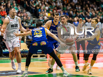 A basketball match in the Orlen Basket Liga is taking place between WKS Slask Wroclaw and Stal Ostrow Wielkopolski in Wroclaw, Poland, on Ma...