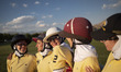Iranian female polo players are standing together before an award ceremony after winning t...