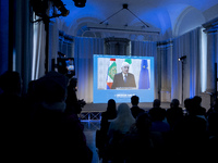 President of the Italian Republic Sergio Mattarella is speaking at the opening of Milano Civil Week at Giureconsulti Palace in Milan, Italy,...