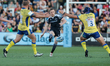 Brett Connon of Newcastle Falcons is chipping ahead during the Gallagher Premiership match...