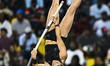 Bridget Williams of the United States is competing in the women's pole vault final at the...