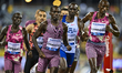 Athletes are competing in the men's 1500 Metres final at the Doha Diamond League meeting i...