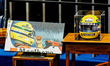 Ayrton Senna's helmet is being displayed during a solemn session at the Federal Senate in...