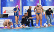 Koyntoydios Fanis, the coach of GS Apollon Smyrnis, is talking to his team during the Stoi...