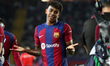 Lamine Yamal is celebrating his goal during the match between FC Barcelona and Real Socied...