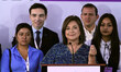 Presidential candidate Xochitl Galvez of the 'Fuerza y Corazon por Mexico' coalition is sp...