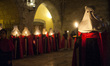SANTANDER-SPAIN 23th MARCH 2016Nazarenes of the Brotherhood of the Holy funeral processio...