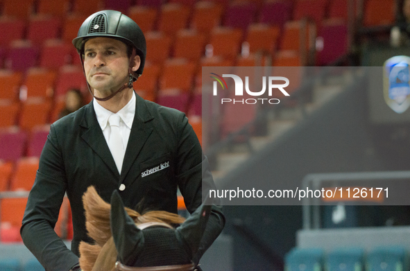 Austrian horse jumper Max Kühner placed 12th in the opening 1.4m race against time during the 2016 Gothenburg Horse Show  in Gothenburg, Swe...