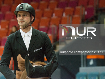 Austrian horse jumper Max Kühner placed 12th in the opening 1.4m race against time during the 2016 Gothenburg Horse Show  in Gothenburg, Swe...